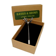 Bassin and Brown Stag Lapel Pin - Silver