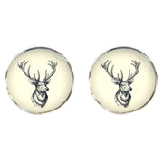 Bassin and Brown Stags Head Cufflinks - White/black