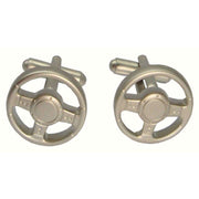 Bassin and Brown Steering Wheel Cufflinks - Silver