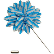 Bassin and Brown Stripe Flower Lapel Pin - Blue/White