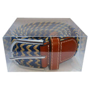 Bassin and Brown Striped Elasticated Woven Belt - Beige/Navy