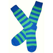 Bassin and Brown Striped Midcalf Socks - Green/Blue