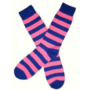 Bassin and Brown Striped Midcalf Socks - Royal Blue/Pink