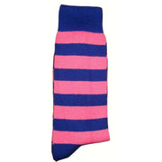 Bassin and Brown Striped Midcalf Socks - Royal Blue/Pink