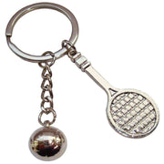 Bassin and Brown Tennis Racquet and Ball Key Ring - Silver