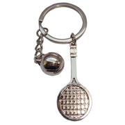 Bassin and Brown Tennis Racquet and Ball Key Ring - Silver