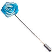 Bassin and Brown Two Colour Rose Jacket Lapel Pin - Blue/Light Blue