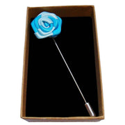 Bassin and Brown Two Colour Rose Jacket Lapel Pin - Blue/Light Blue