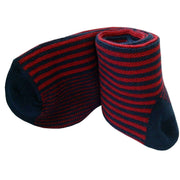 Bassin and Brown Vertical Stripe Midcalf Socks - Navy/Red