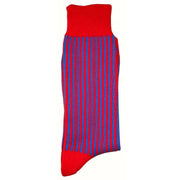 Bassin and Brown Vertical Stripe Midcalf Socks - Royal Blue/Red