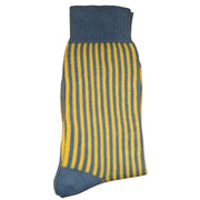 Bassin and Brown Vertical Stripe Midcalf Socks - Yellow/Blue