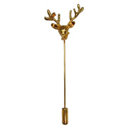 Bassin and Brown Vintage Stag Lapel Pin - Gold