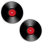 Bassin and Brown Vinyl Disc Cufflinks - Red/Black