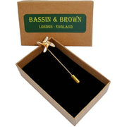 Bassin and Brown Windmill Lapel Pin - Gold