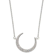 Beginnings Crescent Moon Cubic Zirconia Necklace - Silver