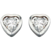 Beginnings Cubic Zirconia Heart Stud Earrings - Silver/Clear