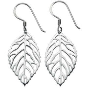 Beginnings Cut Out Leaf Drop Earrings - Silver