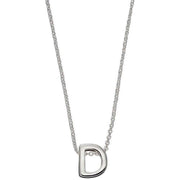 Beginnings D Initial Plain Necklace - Silver