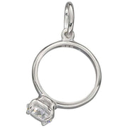 Beginnings Engagement Ring Charm - Silver