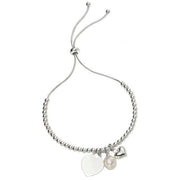Beginnings Heart and Pearl Charm Ball Bracelet - Silver