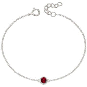 Beginnings July Birthstone Bracelet - Silver/Ruby Red