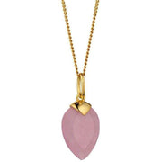 Beginnings June Birthstone Chalcedony Quartz Pendant - Yellow Gold/Pink