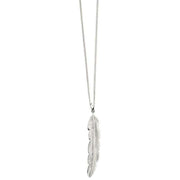 Beginnings Large Feather Pendant - Silver