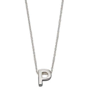 Beginnings P Initial Plain Necklace - Silver