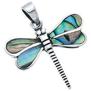 Beginnings Paua Shell Small Dragonfly Pendant - Multi Colour/Silver