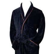 Bown of London Earl Cotton Velour Dressing Gown - Navy