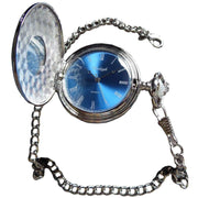 Burleigh Half Hunter Pocket Watch - Silver/Blue