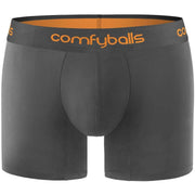 Comfyballs Cotton Long Boxer - Charcoal Grey/Flame Orange