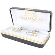 David Van Hagen 2-Tone Bullet Cufflinks - Silver/Gold