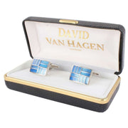 David Van Hagen 2-Tone Rectangle Cufflinks - Blue
