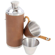 David Van Hagen 6oz Hunter Stainless Steel Hip Flask - Brown/Silver