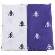 David Van Hagen Bee Handkerchief Set - Blue/White