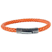 David Van Hagen Braided Leather Clasp Bracelet - Orange