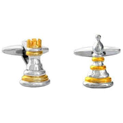 David Van Hagen Chess Pawn and Rook Cufflinks - Silver/Gold