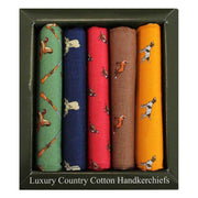 David Van Hagen Country Themed Pack of Five Handkerchiefs - Multi-colour