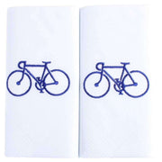 David Van Hagen Embroidered Bicycle Handkerchief - White/Blue