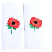 David Van Hagen Embroidered Poppy Handkerchief - White/Red