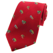 David Van Hagen Fishing Flies Woven Country Silk Tie - Red