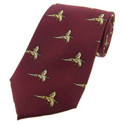 David Van Hagen Flying Pheasant Country Silk Tie - Wine