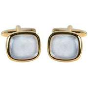 David Van Hagen Gold Plated Mother of Pearl Square Cufflinks - White/Gold