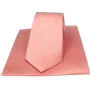 David Van Hagen Herringbone Silk Tie and Pocket Square Set - Pink