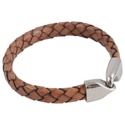 David Van Hagen Hook Clasp Woven Bracelet - Brown/Silver