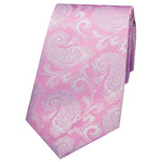 David Van Hagen Luxury Paisley Silk Tie - Cotton Candy Pink