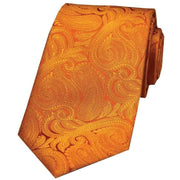 David Van Hagen Luxury Paisley Silk Tie - Orange