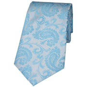 David Van Hagen Luxury Paisley Silk Tie - Pastel Blue