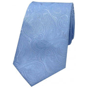David Van Hagen Luxury Paisley Silk Tie - Sky Blue